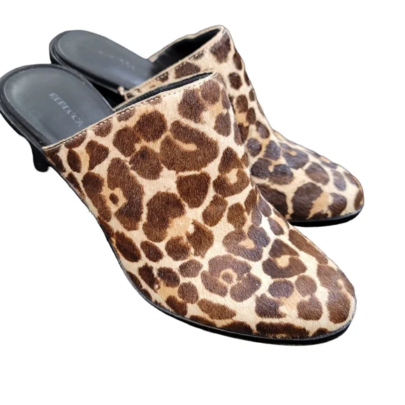 ⭐️Rebecca Minkoff Leopard Print Cow Fur Mules Sz 6.5 - Picture 3 of 7